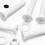 20x viti svasate in plastica PP bianche M4 x 20 mm, dadi/rondelle