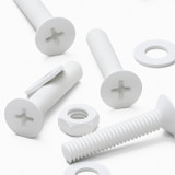 20x viti svasate in plastica PP bianche M4 x 20 mm, dadi/rondelle