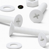 20x viti svasate in plastica PP bianche M4 x 20 mm, dadi/rondelle