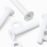 20x viti svasate in plastica PP bianche M4 x 20 mm, dadi/rondelle