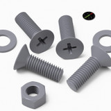 20x Grey PP Countersunk Plastic Screws & Bolts M8 x 20 mm, Nuts & Washers