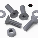 20x Grey PP Countersunk Plastic Screws & Bolts M8 x 20 mm, Nuts & Washers