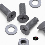 20x viti svasate in plastica PP grigie M8 x 20 mm, dadi/rondelle