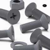 20x Grey PP Countersunk Plastic Screws & Bolts M8 x 20 mm, Nuts & Washers