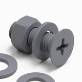 20x Grey PP Countersunk Plastic Screws & Bolts M8 x 20 mm, Nuts & Washers