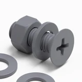 20x Grey PP Countersunk Plastic Screws & Bolts M8 x 20 mm, Nuts & Washers