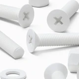 20x viti svasate in plastica PP bianche M5 x 20 mm, dadi/rondelle