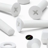 20x viti svasate in plastica PP bianche M5 x 20 mm, dadi/rondelle