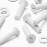 20x viti svasate in plastica PP bianche M5 x 20 mm, dadi/rondelle