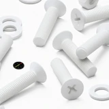 20x viti svasate in plastica PP bianche M5 x 20 mm, dadi/rondelle