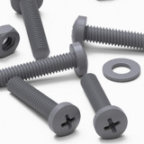 20x Grey PP Pan Head Cross Plastic Screws & Bolts M4 x 20 mm, Nuts & Washers