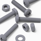 20x Grey PP Pan Head Cross Plastic Screws & Bolts M4 x 20 mm, Nuts & Washers