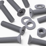 20x Grey PP Countersunk Plastic Screws & Bolts M5 x 20 mm, Nuts & Washers