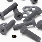 20x viti svasate in plastica PP grigie M5 x 20 mm, dadi/rondelle