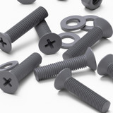 20x Grey PP Countersunk Plastic Screws & Bolts M5 x 20 mm, Nuts & Washers