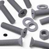 20x Grey PP Countersunk Plastic Screws & Bolts M5 x 20 mm, Nuts & Washers