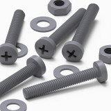 20x Grey PP Pan Head Cross Plastic Screws & Bolts M3 x 20 mm, Nuts & Washers