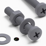 20x Grey PP Pan Head Cross Plastic Screws & Bolts M3 x 20 mm, Nuts & Washers