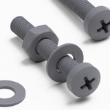 20x Grey PP Pan Head Cross Plastic Screws & Bolts M3 x 20 mm, Nuts & Washers