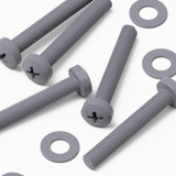 20x Grey PP Pan Head Cross Plastic Screws & Bolts M3 x 20 mm, Nuts & Washers