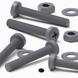 20x Grey PP Pan Head Cross Plastic Screws & Bolts M3 x 20 mm, Nuts & Washers