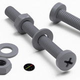20x Grey PP Pan Head Cross Plastic Screws & Bolts M4 x 40 mm, Nuts & Washers