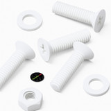 20x viti svasate in plastica PP bianche M6 x 20 mm, dadi/rondelle