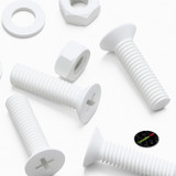 20x viti svasate in plastica PP bianche M6 x 20 mm, dadi/rondelle