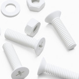 20x viti svasate in plastica PP bianche M6 x 20 mm, dadi/rondelle