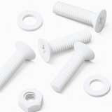 20x viti svasate in plastica PP bianche M6 x 20 mm, dadi/rondelle