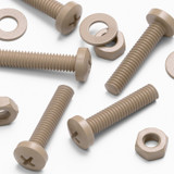 5x Natural PEEK Pan Head Plastic Screws & Bolts M4 x 20 mm, Nuts & Washers