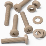 5x Natural PEEK Pan Head Plastic Screws & Bolts M4 x 20 mm, Nuts & Washers
