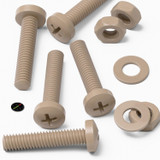 5x Natural PEEK Pan Head Plastic Screws & Bolts M4 x 20 mm, Nuts & Washers