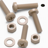 5x Natural PEEK Pan Head Plastic Screws & Bolts M5 x 20 mm, Nuts & Washers