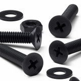 20x Black PP Countersunk Plastic Screws & Bolts M4 x 20 mm, Nuts & Washers