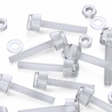 60x Clear Acrylic Slotted Knurled Thumbscrews M3 x 20 mm, Nuts & Washers