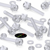 60x Clear Acrylic Slotted Knurled Thumbscrews M3 x 20 mm, Nuts & Washers