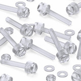 60x Clear Acrylic Slotted Knurled Thumbscrews M3 x 20 mm, Nuts & Washers