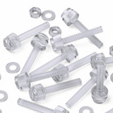60x Clear Acrylic Slotted Knurled Thumbscrews M3 x 20 mm, Nuts & Washers