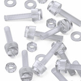 60x Clear Acrylic Slotted Knurled Thumbscrews M4 x 20 mm, Nuts & Washers