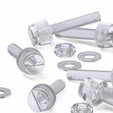 60x Clear Acrylic Slotted Knurled Thumbscrews M4 x 20 mm, Nuts & Washers
