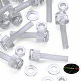 60x Clear Acrylic Slotted Knurled Thumbscrews M4 x 20 mm, Nuts & Washers