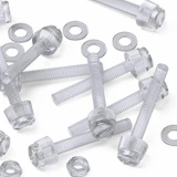 60x Clear Acrylic Slotted Knurled Thumbscrews M4 x 30 mm, Nuts & Washers