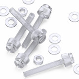 60x Clear Acrylic Slotted Knurled Thumbscrews M4 x 30 mm, Nuts & Washers