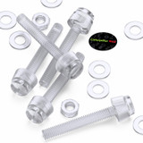 60x viti acriliche trasparenti zigrinate a taglio M4 x 30mm dadi e rondelle