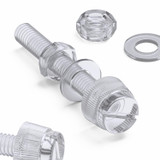 60x viti acriliche trasparenti zigrinate a taglio M4 x 30mm dadi e rondelle
