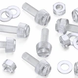 60x Clear Acrylic Slotted Knurled Thumbscrews M8 x 25 mm, Nuts & Washers