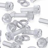 60x Clear Acrylic Slotted Knurled Thumbscrews M8 x 25 mm, Nuts & Washers