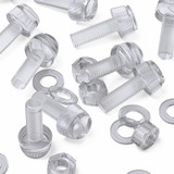 60x Clear Acrylic Slotted Knurled Thumbscrews M8 x 25 mm, Nuts & Washers