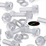 60x Clear Acrylic Slotted Knurled Thumbscrews M8 x 25 mm, Nuts & Washers